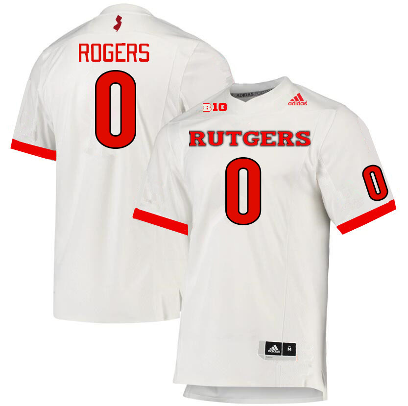 Men #0 Eric Rogers Rutgers Scarlet Knights College Football Jerseys Stitched Sale-White